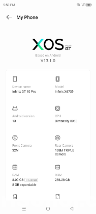 infinix gt 10 pro.. 8+8=16/256 gb